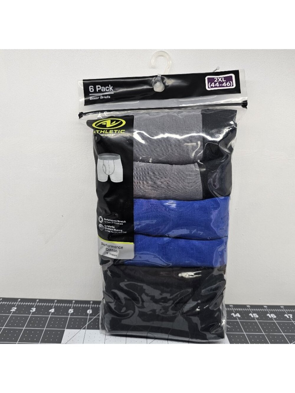 New Athletic Works Men's Breathable Cotton Underwear 2XL  44 - 46 Briefs 6 Pack